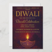 Elegante Diya & Gold Script Diwali-viering Kaart (Voorkant)