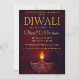 Elegante Diya & Gold Script Diwali-viering Kaart