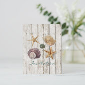 elegante dock houten schelpen strand bruiloft kaart (Staand voorkant)