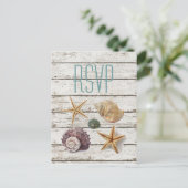Elegante dock houten schelpen strand bruiloft RSVP Uitnodiging Briefkaart (Staand voorkant)