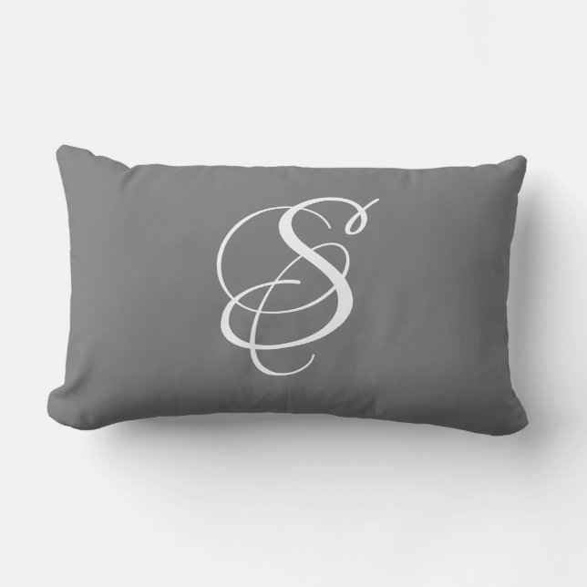 Elegante doe-het-zelf witte script monogram & acht kussen (Voorkant)