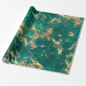 Elegante Donker Blauwgroen Groen Goud Marmeren Ker Cadeaupapier (Uitgerold)