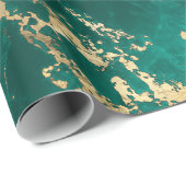 Elegante Donker Blauwgroen Groen Goud Marmeren Ker Cadeaupapier (Rol Hoek)