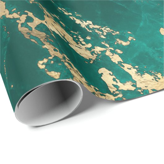 Elegante Donker Blauwgroen Groen Goud Marmeren Ker Cadeaupapier (Rol Hoek)