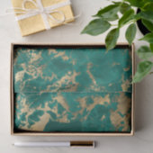 Elegante Donker Blauwgroen Groen Goud Marmeren Ker Tissuepapier (Geschenk)