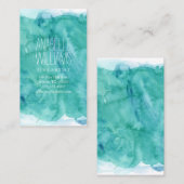 Elegante donker Blauwgroen Waterverf Visitekaartje (Voorkant / Achterkant)