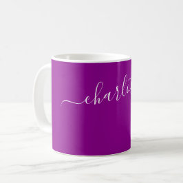 Elegante donker magenta kleur naam gepersonaliseer koffiemok