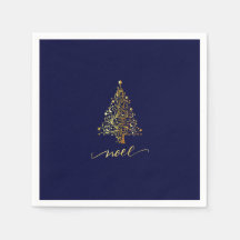 Elegante donker marineblauwe en gouden kerstboom N