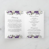 Elegante donker Paarse ivoor bloemenfoto begrafeni Programma (Binnen)