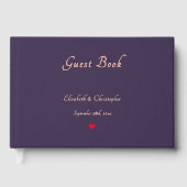 Elegante Donker Paarse Roos Gouden Bruiloften Jubi Gastenboek (Voorkant)