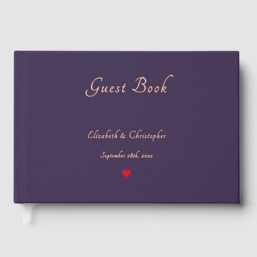 Elegante Donker Paarse Roos Gouden Bruiloften Jubi Gastenboek (Voorkant)
