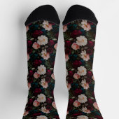 Elegante donker turquoise rode bloem sokken (Top)