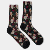 Elegante donker turquoise rode bloem sokken (Rechts)