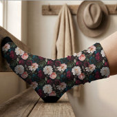 Elegante donker turquoise rode bloem sokken