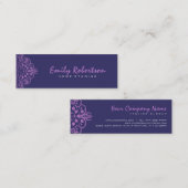 Elegante donkerblauwe achtergrond Paarse  kant Mini Visitekaartje (Voorkant / Achterkant)