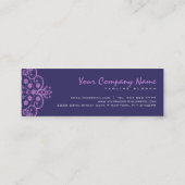 Elegante donkerblauwe achtergrond Paarse  kant Mini Visitekaartje (Achterkant)