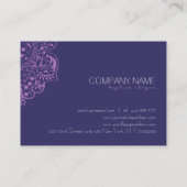 Elegante donkerblauwe achtergrond Paarse  kant Visitekaartje (Achterkant)