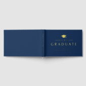 Elegante donkerblauwe afstudeerdop afstuderen naam gastenboek (Volledig)