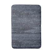 Elegante donkerblauwe besneeuwde kerst badmat (Voorkant Verticaal)