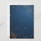 Elegante donkerblauwe en faux gouden verjaardagsui kaart (Achterkant)