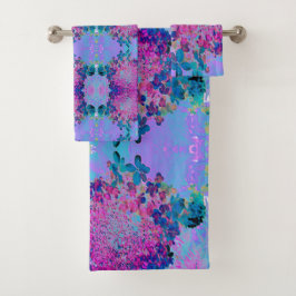Elegante donkerblauwe en magenta Limelight Hortens Bad Handdoek