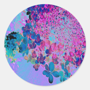 Elegante donkerblauwe en magenta Limelight Hortens Ronde Sticker