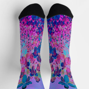 Elegante donkerblauwe en magenta limelight hortens sokken
