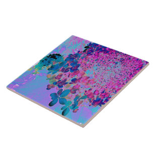 Elegante donkerblauwe en magenta Limelight Hortens Tegeltje