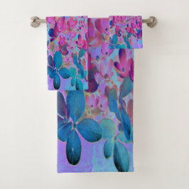 Elegante donkerblauwe en magenta Limelight Hydrang Bad Handdoek