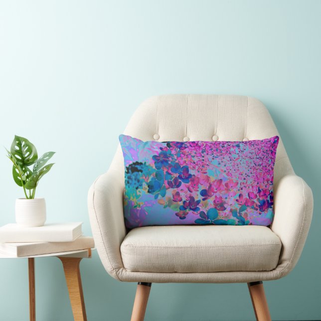 Elegante donkerblauwe en magenta Limelight Hydrang Kussen (Stoel)
