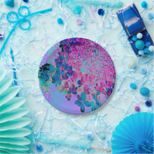 Elegante donkerblauwe en magenta Limelight Hydrang Papieren Bordje
