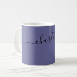 Elegante donkerblauwe grijze kleur naam gepersonal koffiemok