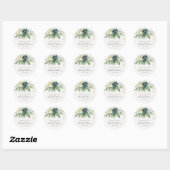 Elegante donkerblauwe groene succulente bruiloftsd ronde sticker (Vel)