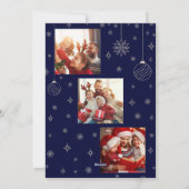 Elegante donkerblauwe kerstboom 3 fotocollage feestdagenkaart (Achterkant)