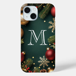 Elegante donkerblauwe kerstmonogram  Case-Mate iP iPhone 15 Case