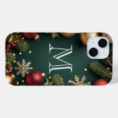 Elegante donkerblauwe kerstmonogram Case-Mate iP iPhone Case (Achterkant (horizontaal))
