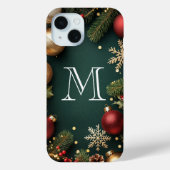 Elegante donkerblauwe kerstmonogram Hoesje-Mate iP Case-Mate iPhone Case (Achterkant)