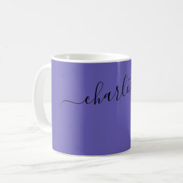 Elegante donkerblauwe kleur naam gepersonaliseerd koffiemok