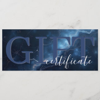 Elegante donkerblauwe marine marmeren cadeaubon save the date