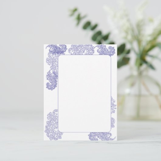 Elegante donkerblauwe rand sjabloon briefkaart (Staand voorkant)