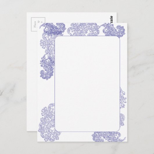 Elegante donkerblauwe rand sjabloon briefkaart (Voorkant / Achterkant)