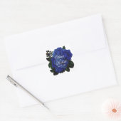 Elegante donkerblauwe rozen bruiloft vierkante sticker (Envelop)