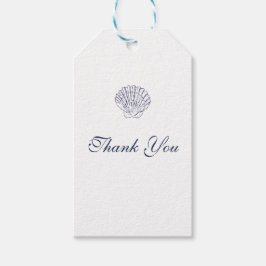 Elegante donkerblauwe shell bruiloft dank u cadeaulabel