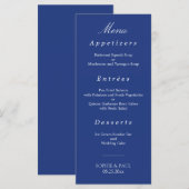 Elegante donkerblauwe trouwmenu menu (Voorkant / Achterkant)