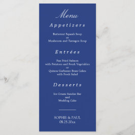 Elegante donkerblauwe trouwmenu menu