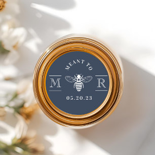 Elegante donkerblauwe 'voor elkaar bestemd' huweli ronde sticker
