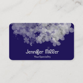 Elegante donkerblauwe waterverf bloemen visitekaartje