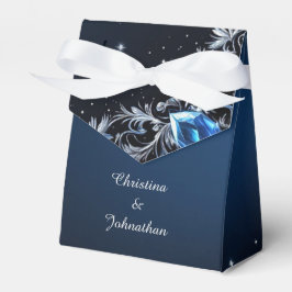 Elegante donkerblauwe & zilveren huwelijksgunstdoz bedankdoosjes
