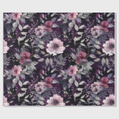 Elegante donkerbloesem Paarse & roze rozen Decoupa Cadeaupapier (Vlak)