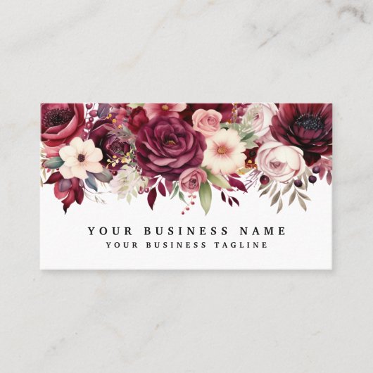 Elegante donkerbordeauxrode Visitekaartjes (Voorkant)